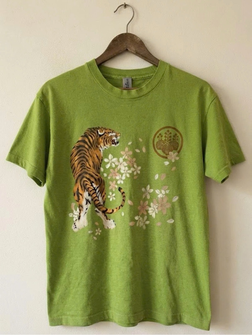 Gildan Lime Green Floral Tiger Long Sleeve Tee | Unisex Shirt
